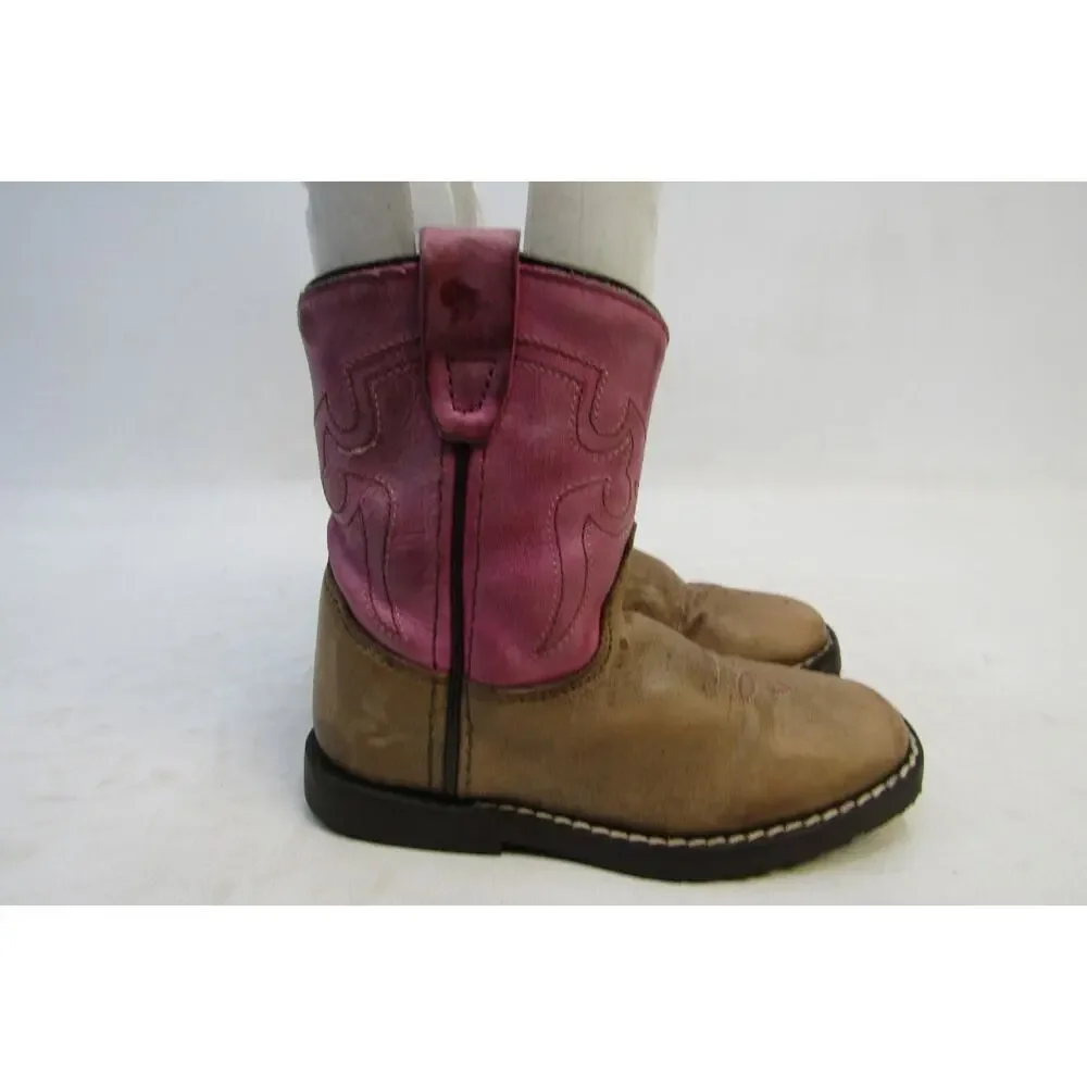 Shyanne Little Kids Youth Size 9 D Brown Pink Leather Zip Cowboy Western Boots
